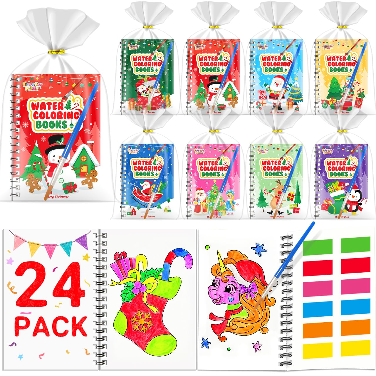FEREDO KIDS Coloring Books Party Favors — 24-Pack Watercolor Mini Books for Kids