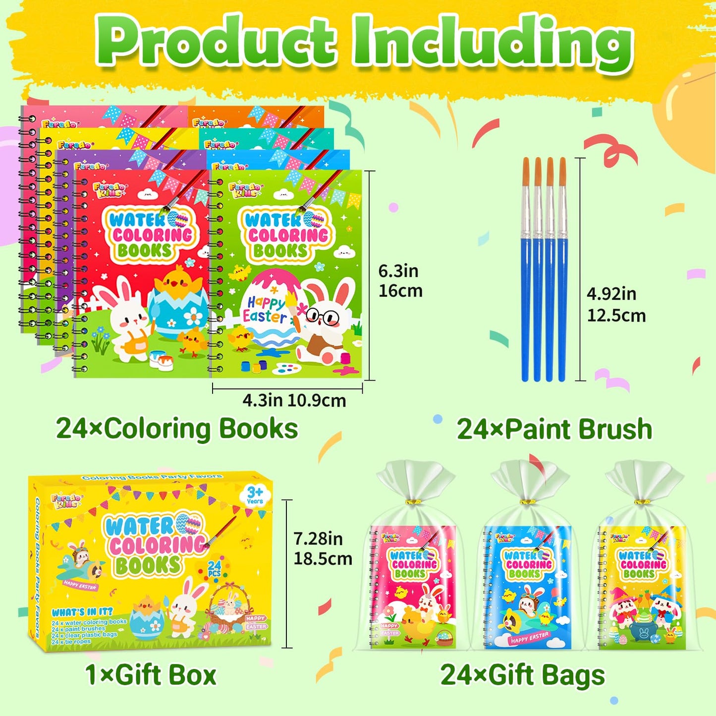 FEREDO KIDS Easter Coloring Books – Watercolor Party Favors (Bulk)
