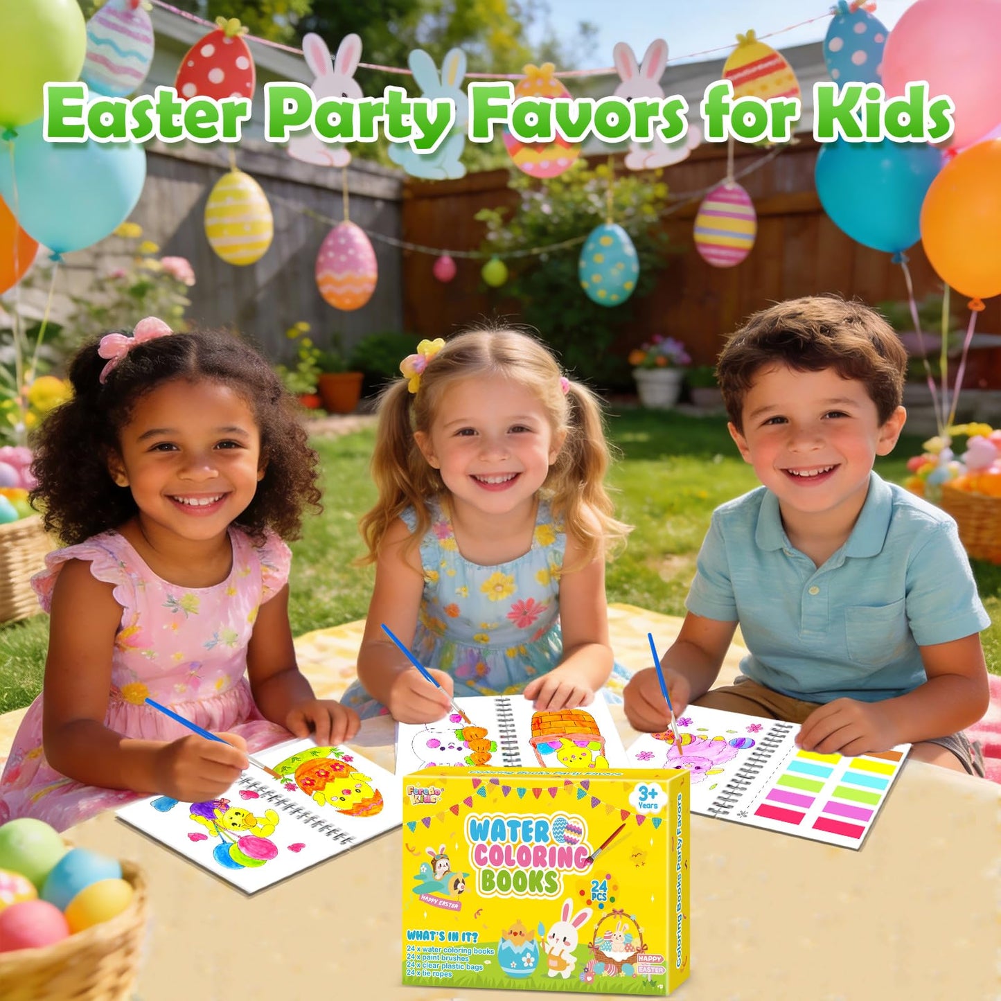 FEREDO KIDS Easter Coloring Books – Watercolor Party Favors (Bulk)