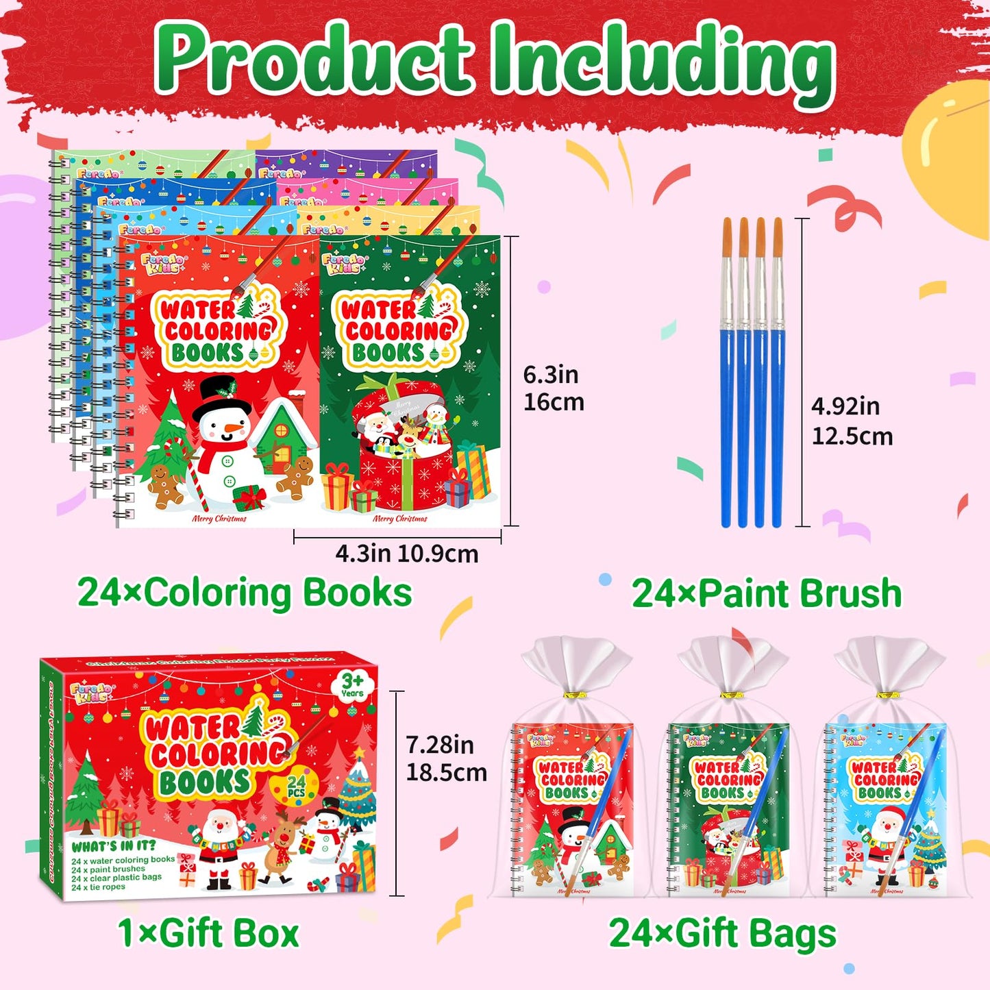FEREDO KIDS Coloring Books Party Favors — 24-Pack Watercolor Mini Books for Kids