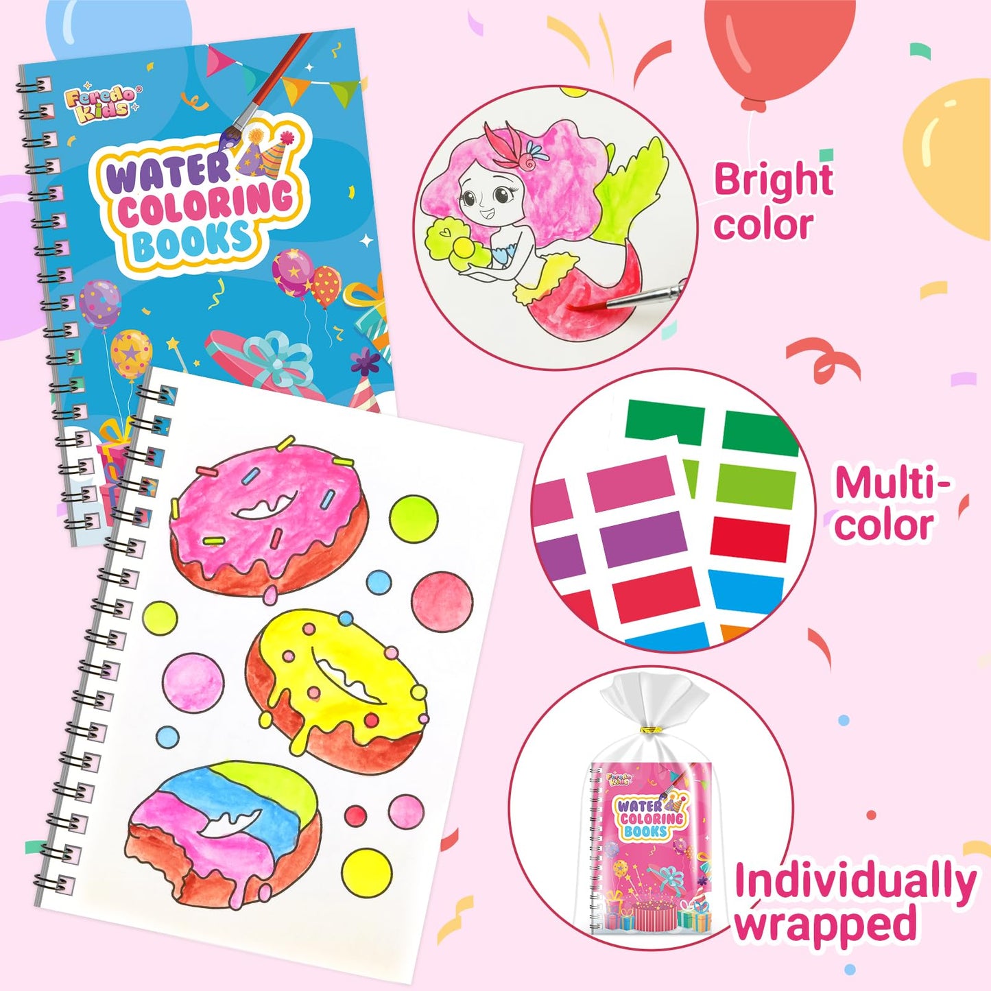 FEREDO KIDS Easter Coloring Books Party Favors – 24 Mini Watercolor Sets for Kids