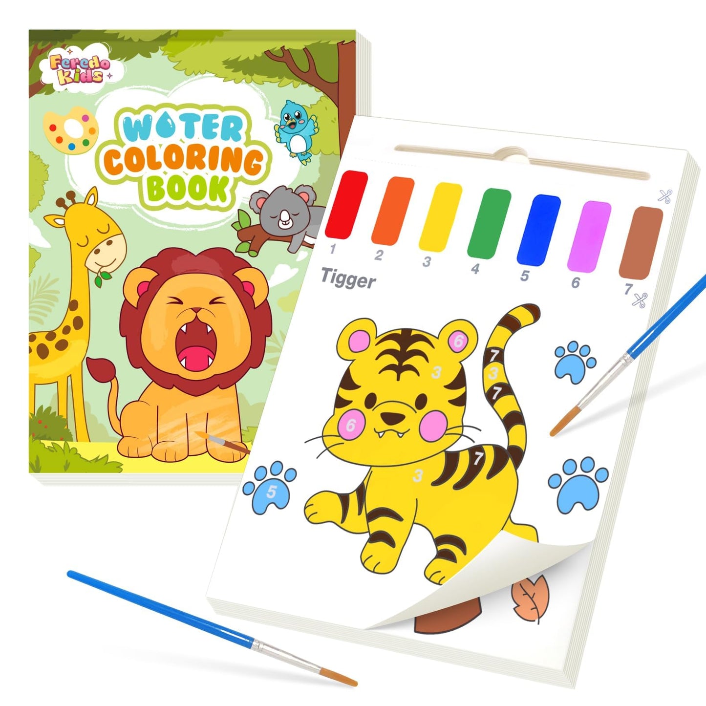 FEREDO KIDS Paint with Water Coloring Book – Mess-Free Animal Art for Toddlers (Ages 3–8)