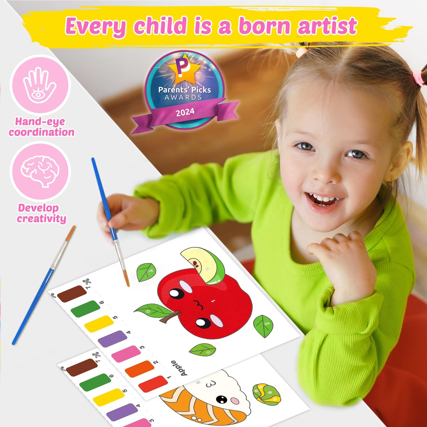 FEREDO KIDS Paint with Water Coloring Books — Mess-Free Toddler Watercolor Set (Ages 3-8)
