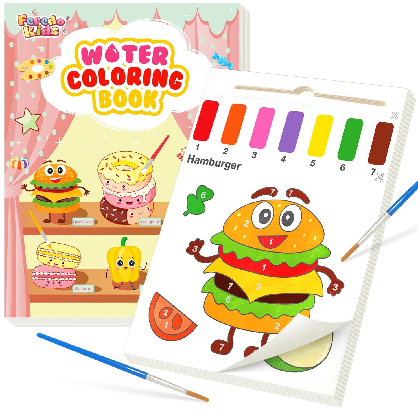 FEREDO KIDS Paint with Water Coloring Books — Mess-Free Toddler Watercolor Set (Ages 3-8)