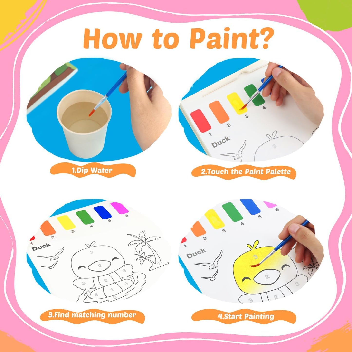 FEREDO KIDS Paint with Water Coloring Book – Mess-Free Animal Art for Toddlers (Ages 3–8)