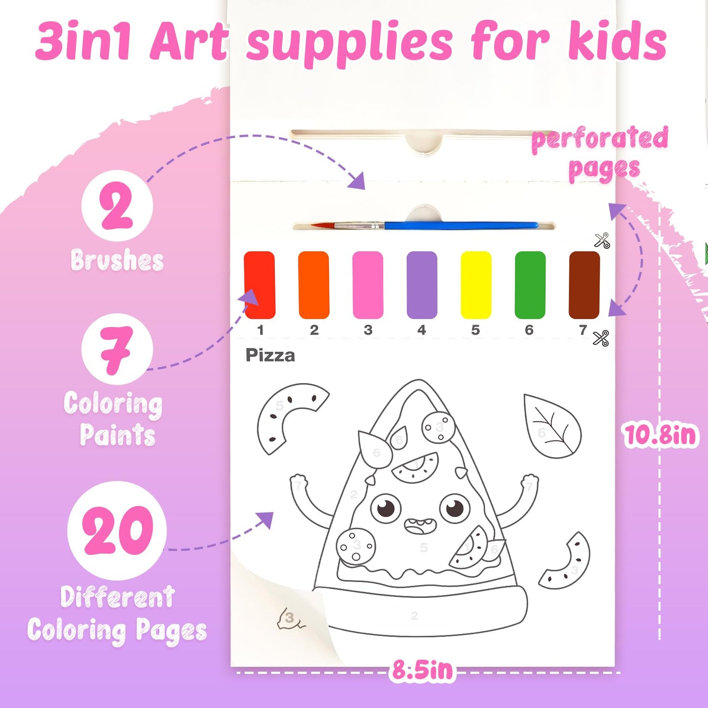 FEREDO KIDS Paint with Water Coloring Books — Mess-Free Toddler Watercolor Set (Ages 3-8)