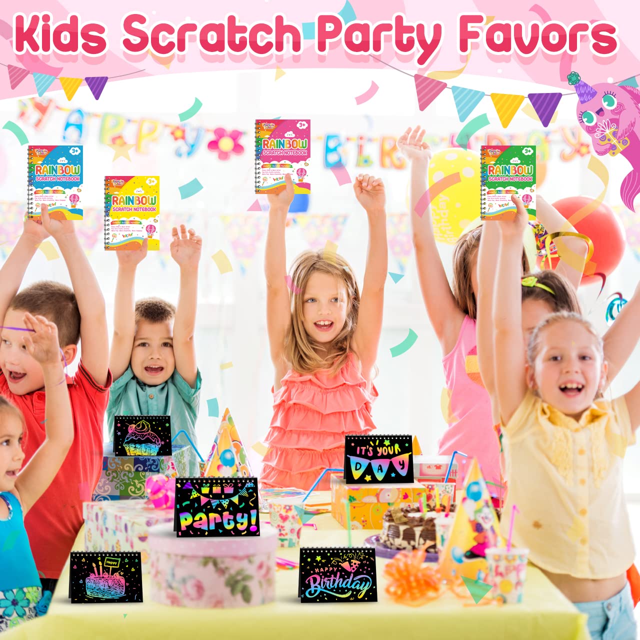 FEREDO KIDS 36-Pack Scratch Art Notebooks — Rainbow Scratch Art Set for Kids 4–12, Classroom & Party Favors