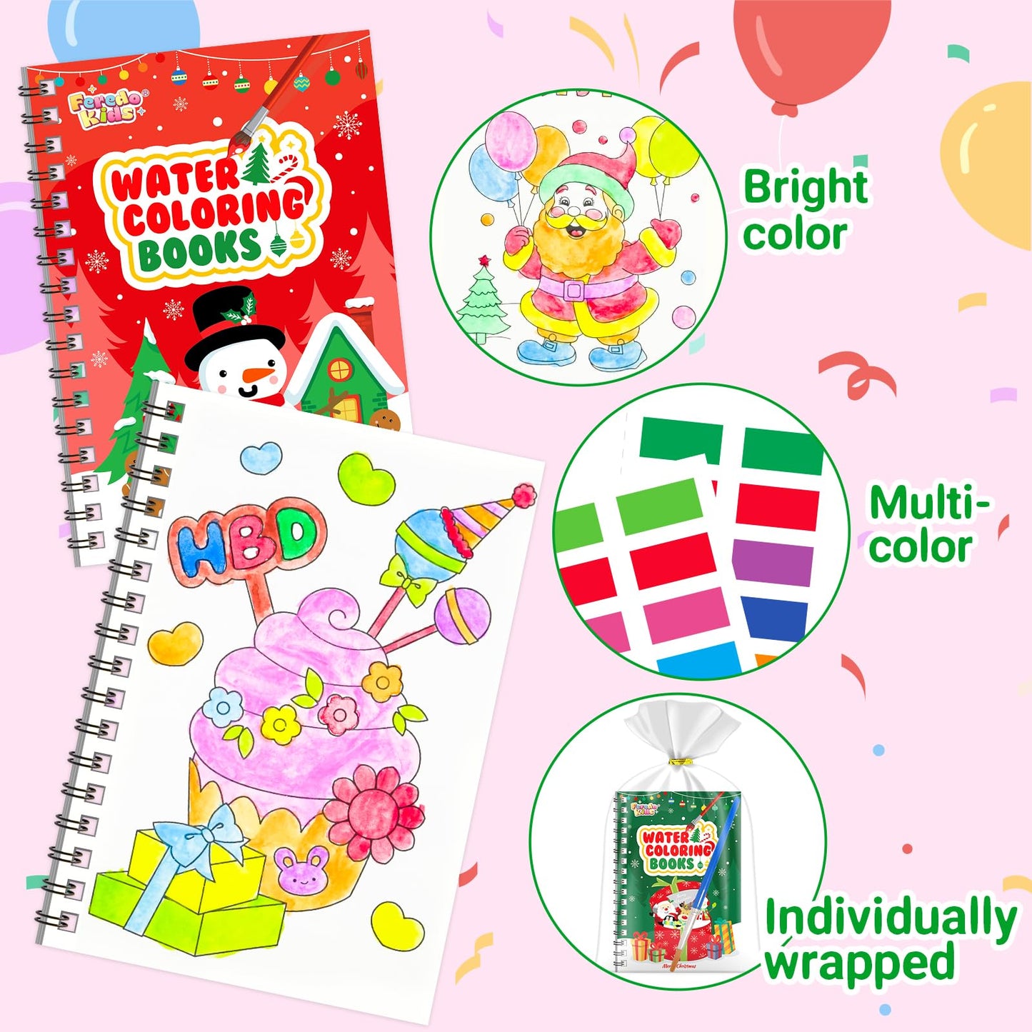 FEREDO KIDS Coloring Books Party Favors — 24-Pack Watercolor Mini Books for Kids