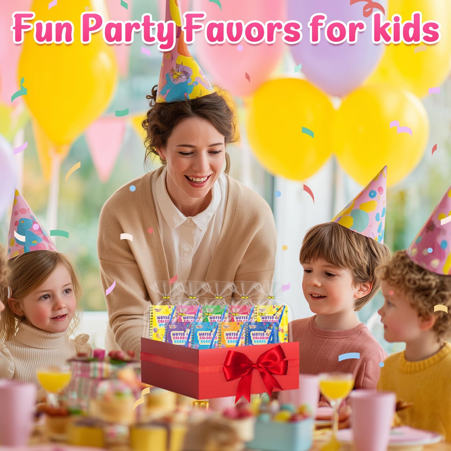 FEREDO KIDS Easter Coloring Books Party Favors – 24 Mini Watercolor Sets for Kids