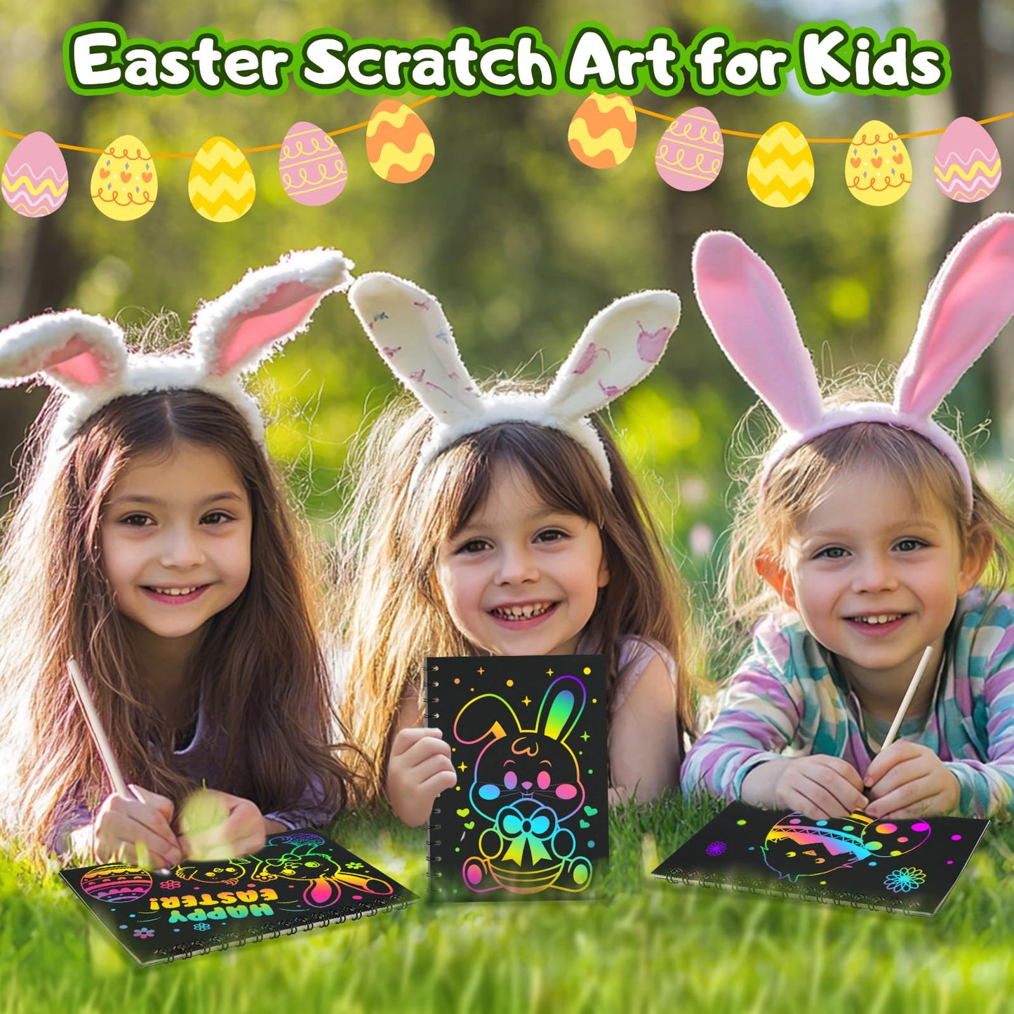 FEREDO KIDS Scratch Art 4-Pack Rainbow Notebooks – Mess-Free Creative Favors