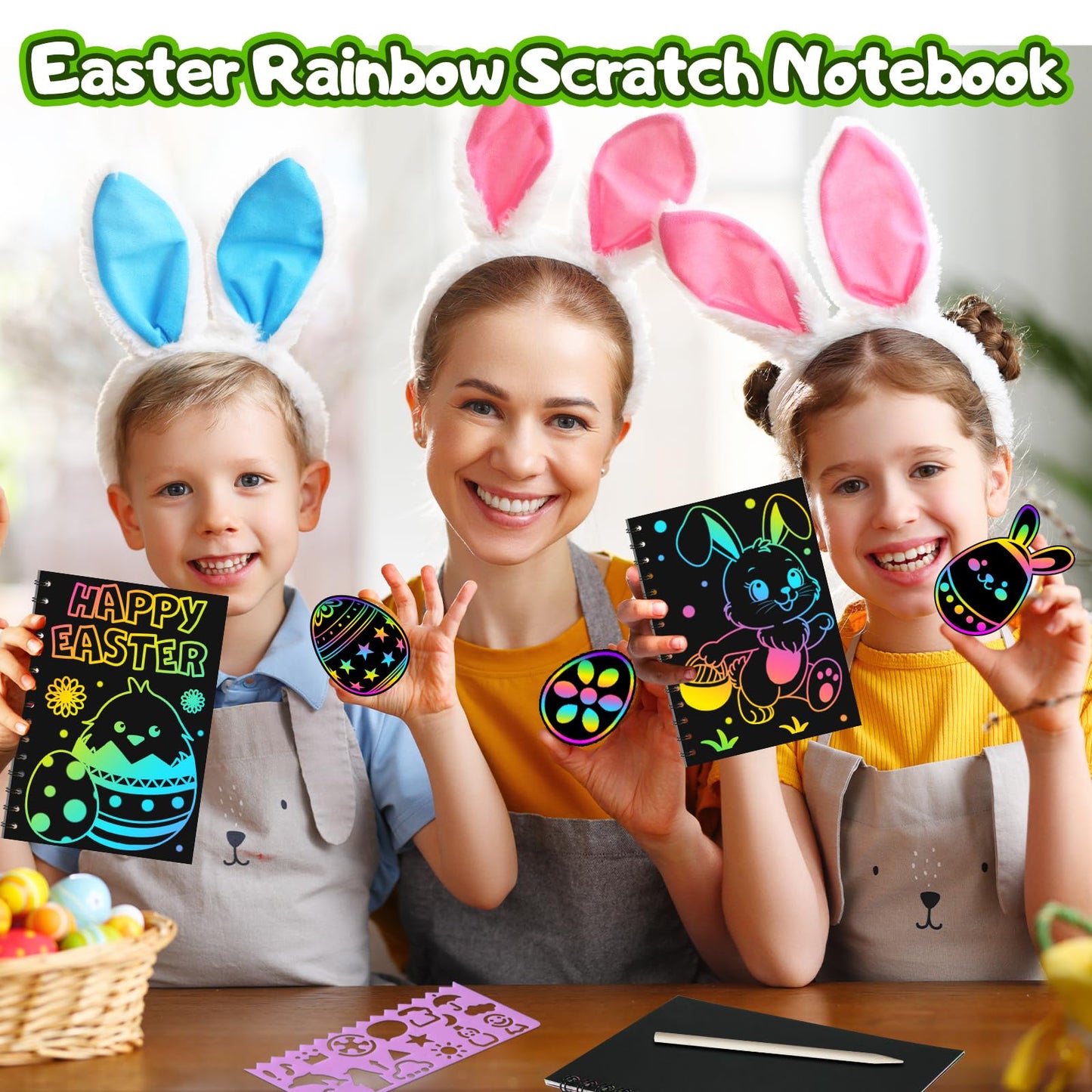 FEREDO KIDS Scratch Art 4-Pack Rainbow Notebooks – Mess-Free Creative Favors