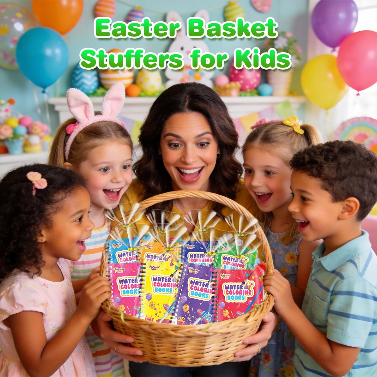 FEREDO KIDS Easter Coloring Books Party Favors – 24 Mini Watercolor Sets for Kids
