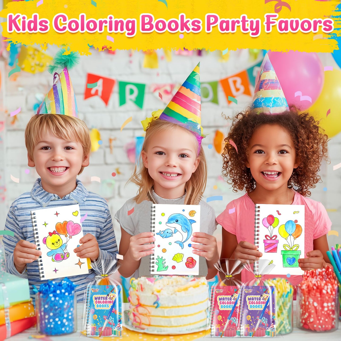 FEREDO KIDS Easter Coloring Books Party Favors – 24 Mini Watercolor Sets for Kids