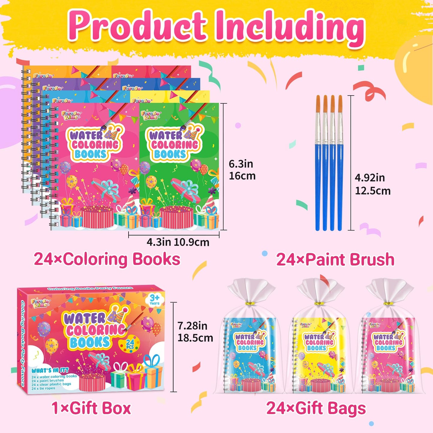 FEREDO KIDS Easter Coloring Books Party Favors – 24 Mini Watercolor Sets for Kids