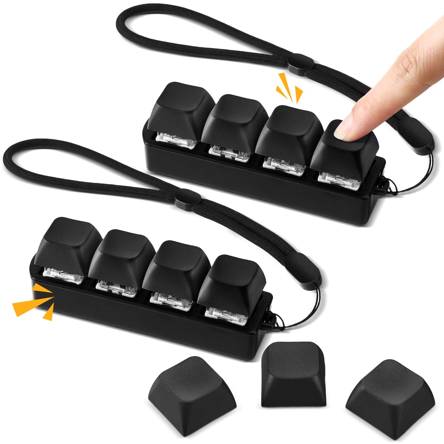 Ferreve 2 Pcs Keyboard Fidget Toys - Four-Button Clicker Keychains for Focus, Stress Relief & Fidget Fun