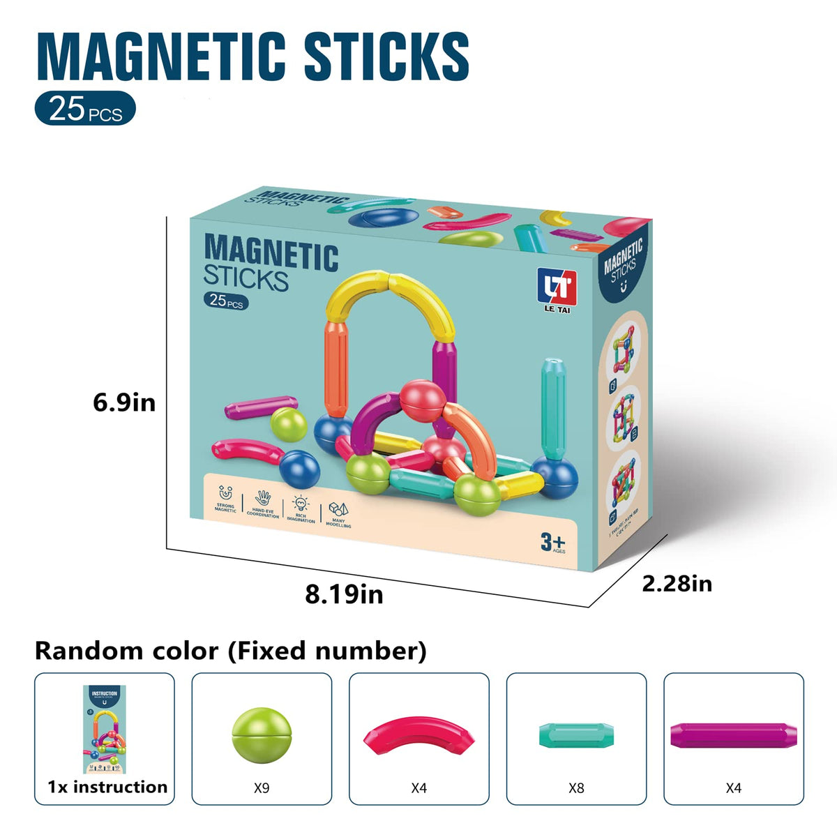 Ferthor Fun Magnetic Balls and Rods Set – STEM Building Toys for Kids 3+ (25 Pieces)