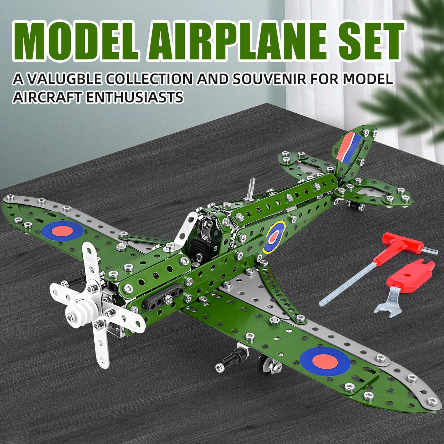 Ferthor Fun STEM Airplane Model Kit 1:32 – Metal Erector Set for Kids 8-12