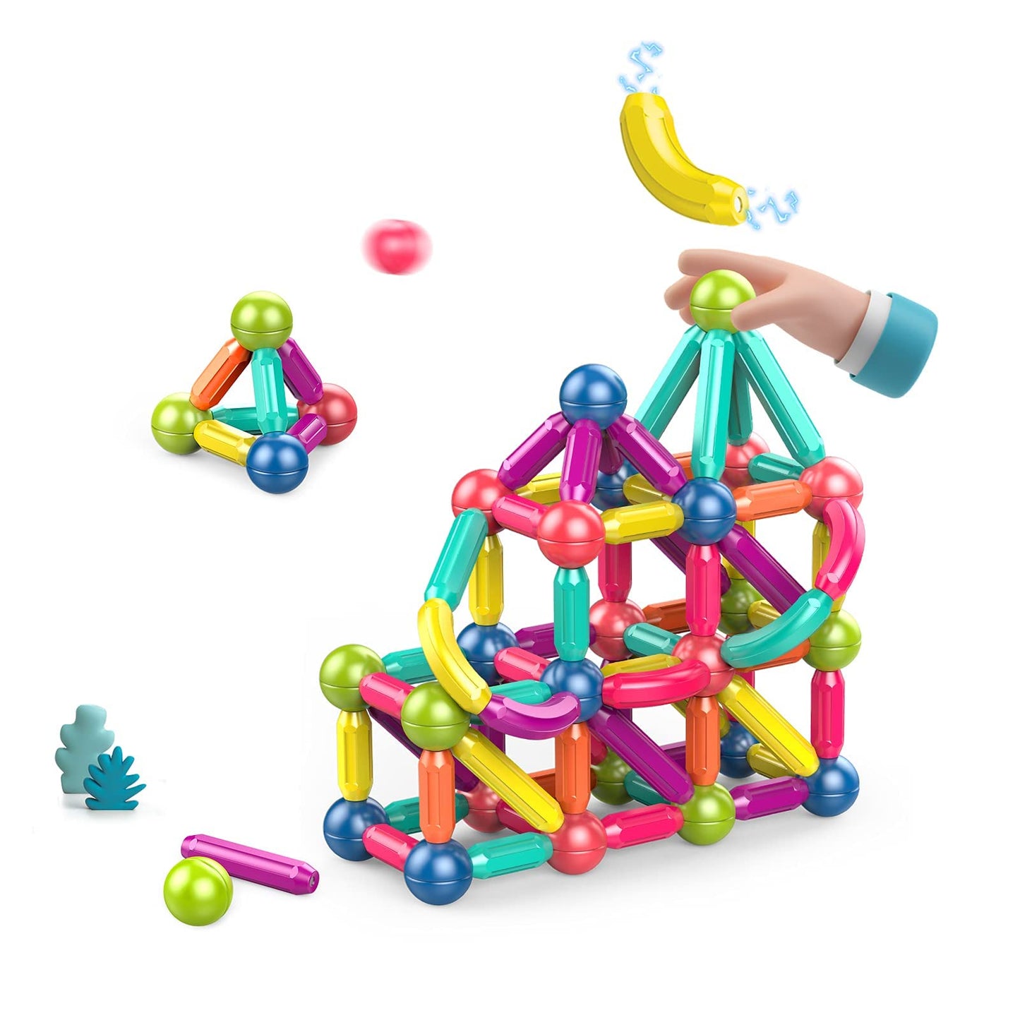 Ferthor Fun Magnetic Balls and Rods Set – 64pcs STEM Building Toys for Kids