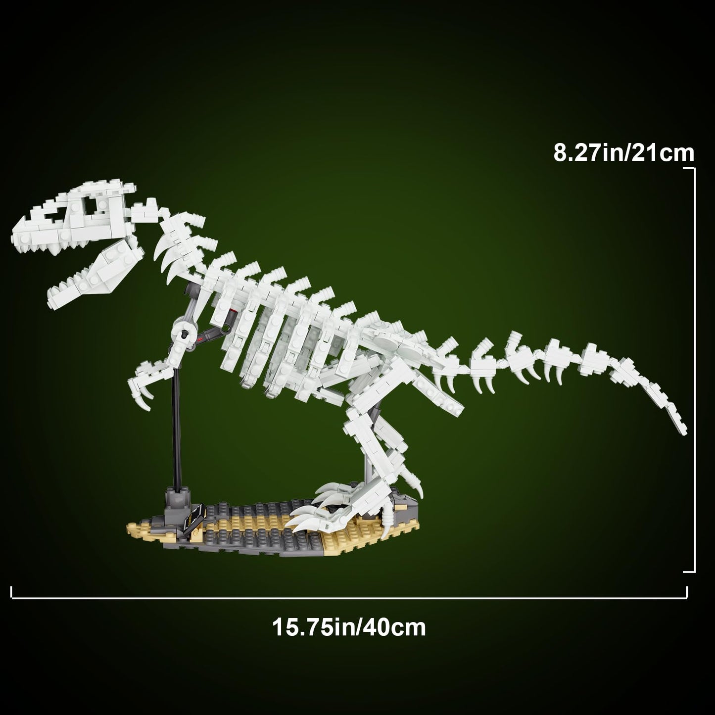 FERURE Dinosaur Fossils Building Set – Glow-in-the-Dark Tyrannosaurus Skeleton, 435 Pieces