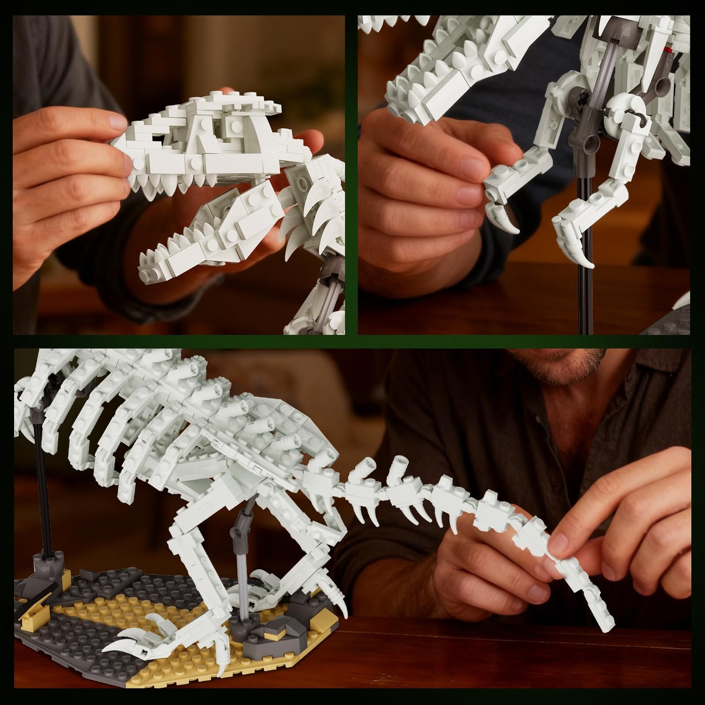 FERURE Dinosaur Fossils Building Set – Glow-in-the-Dark Tyrannosaurus Skeleton, 435 Pieces