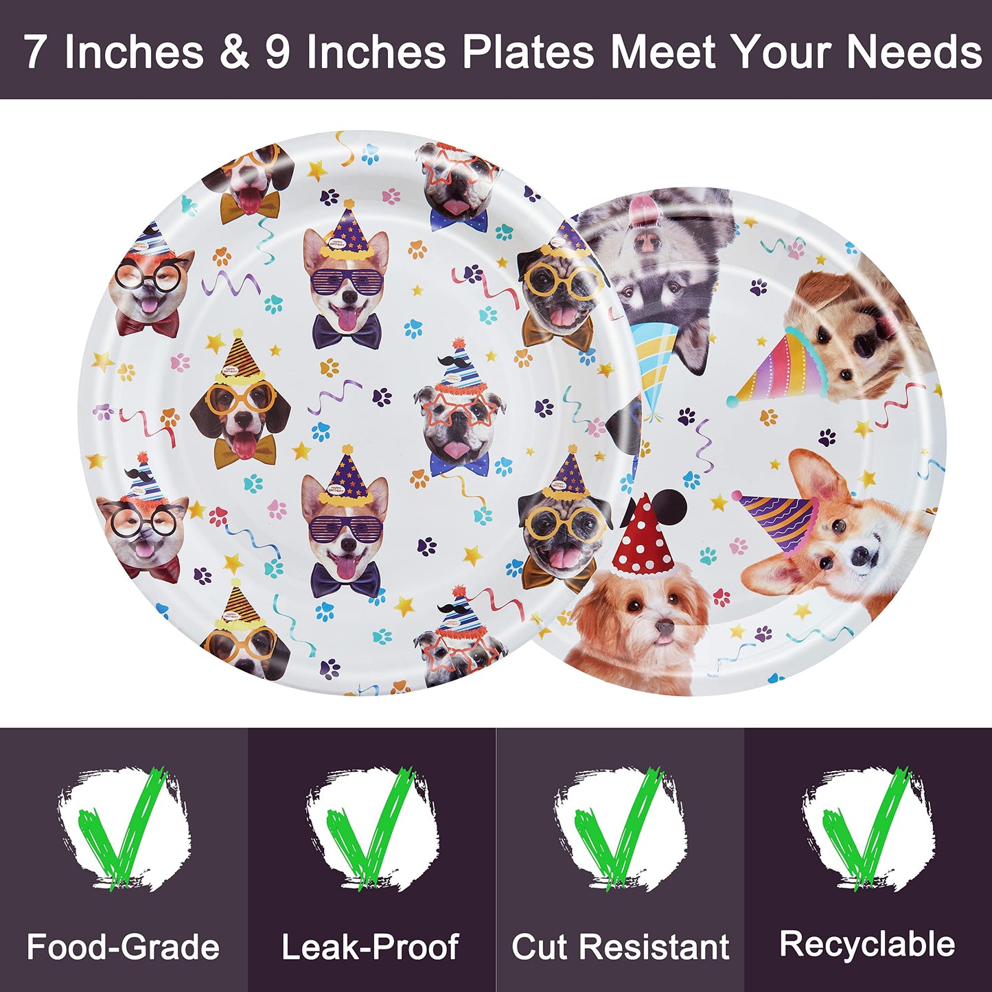 Fesciory 96 Pcs Dog Birthday Party Plates Napkins Forks Set – Serves 24