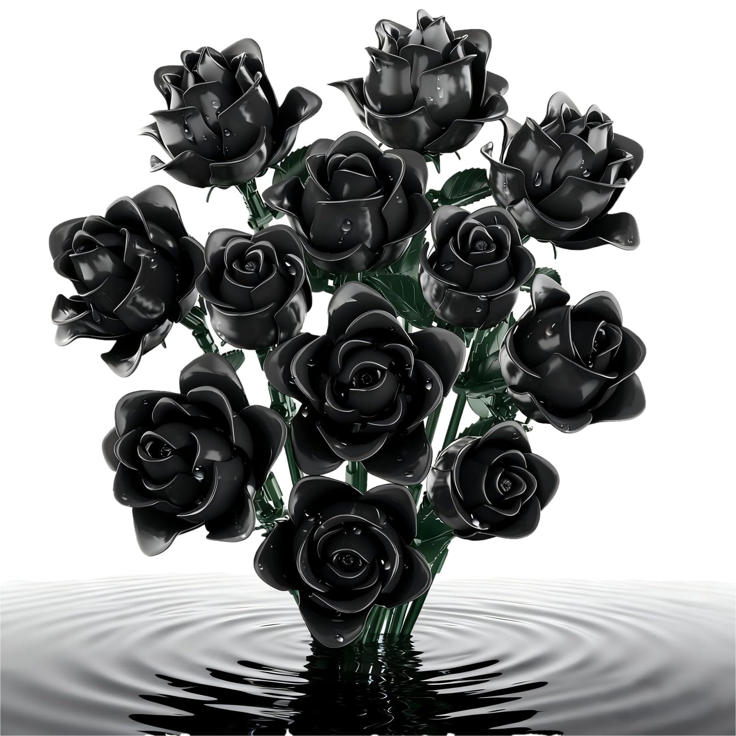 Feuymoent Black Rose Bouquet Building Set — Valentines Gift, Lego Flowers Compatible for Adults