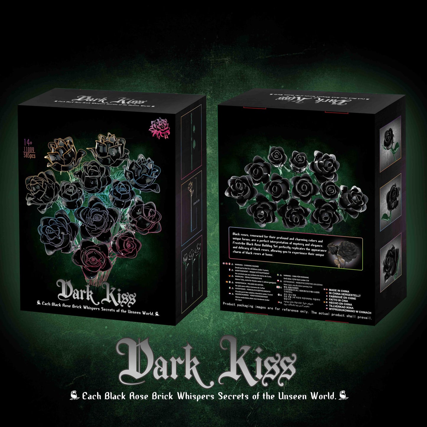 Feuymoent Black Rose Bouquet Building Set — Valentines Gift, Lego Flowers Compatible for Adults