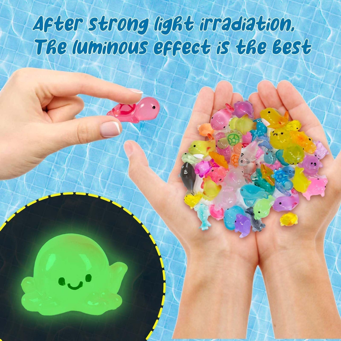 FEXIA 50 Pcs Ocean Mini Resin Animals – Glow-in-the-Dark DIY Decor