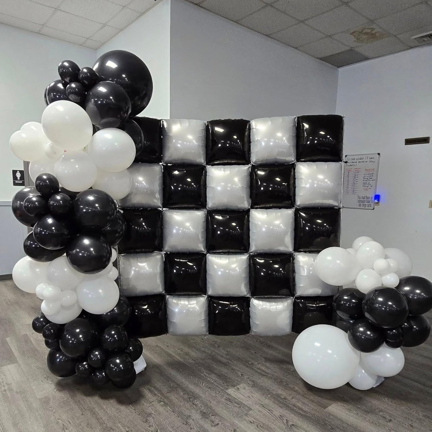 FEYG Black & Pearl White Double-Sided Square Foil Balloon Wall Kit, 19-Inch – Wedding & Party Backdrop