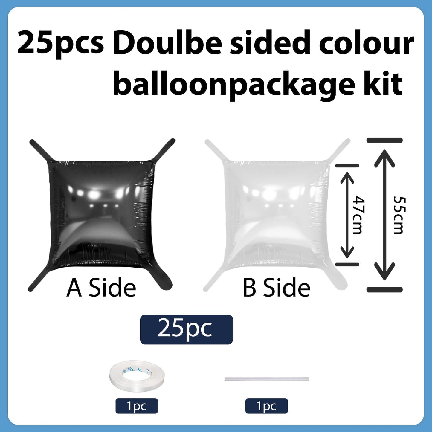 FEYG Black & Pearl White Double-Sided Square Foil Balloon Wall Kit, 19-Inch – Wedding & Party Backdrop