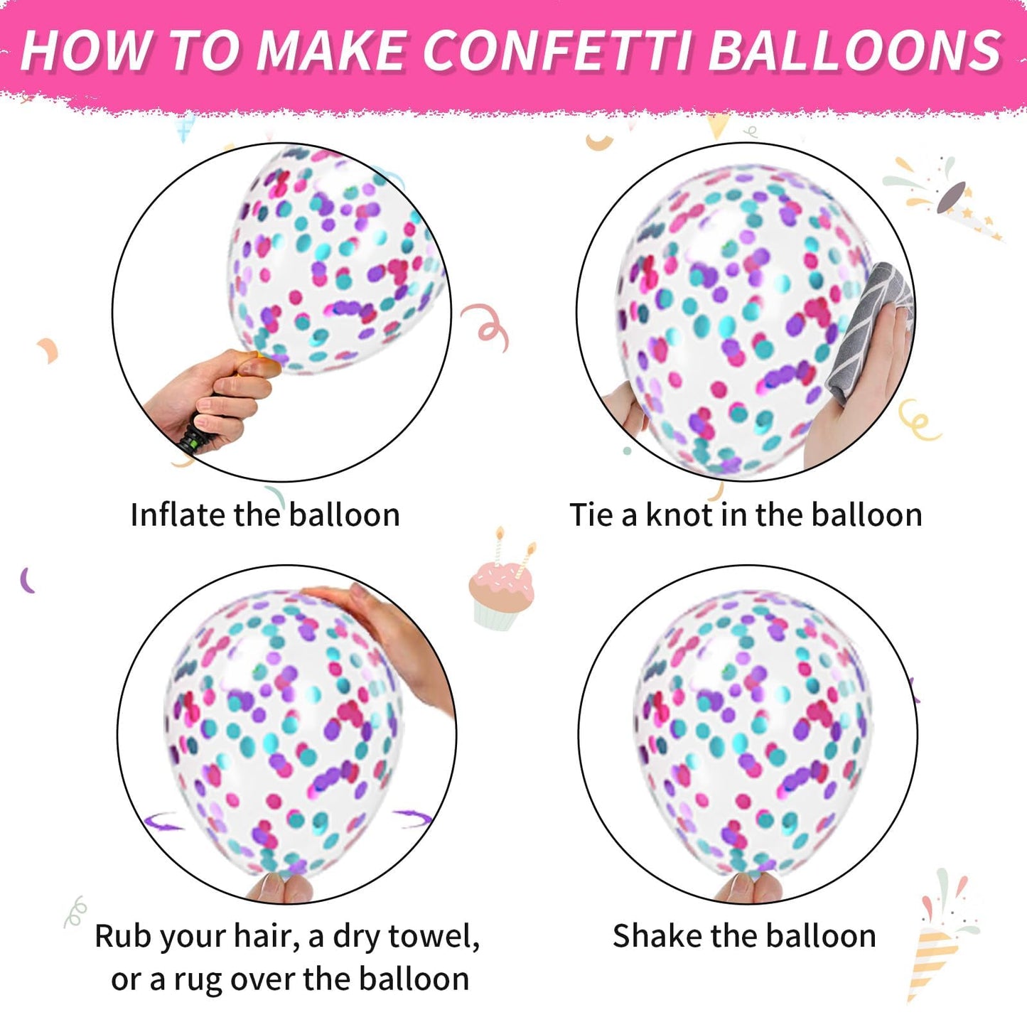 FEYG Pink Purple Teal Balloons – 50pcs Metallic 12-Inch Party Decor for Birthday, Baby Shower, Wedding