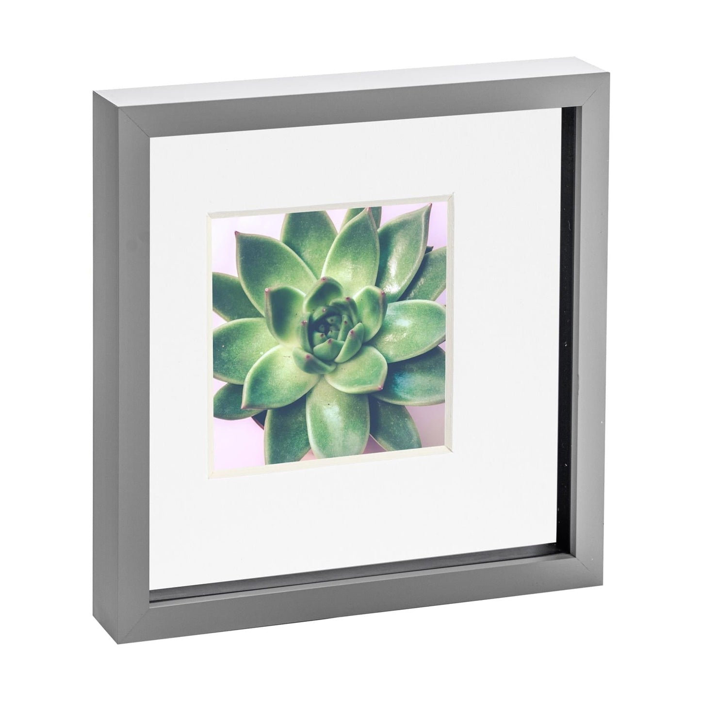 10" x 10" Grey 3D Box Photo Frame - with 6" x 6" Mount