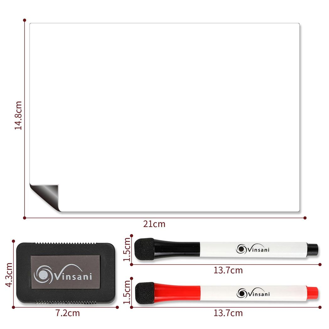 Vinsani A5 Whiteboard w/ 2 Markers and Eraser 0000142