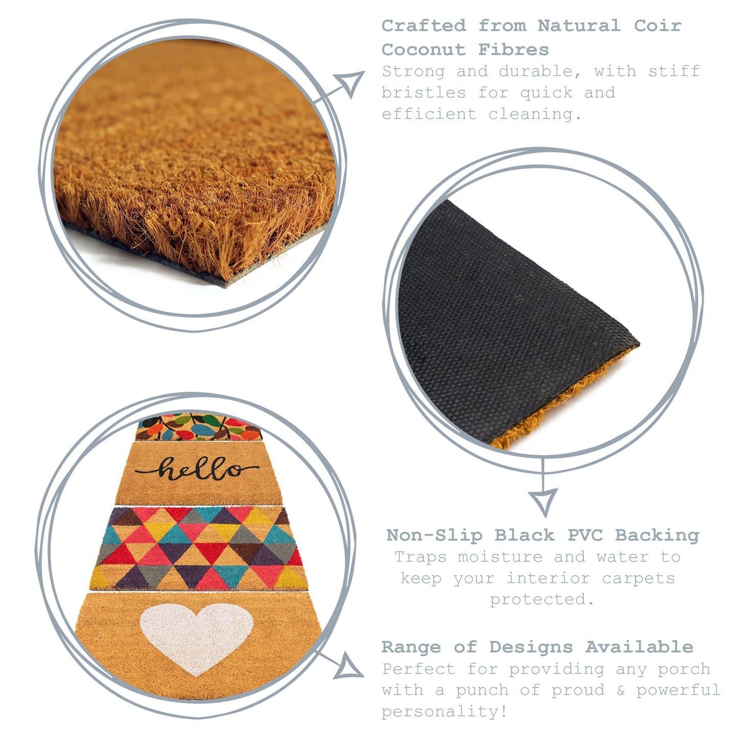 70cm x 40cm Plain Coir Door Mat