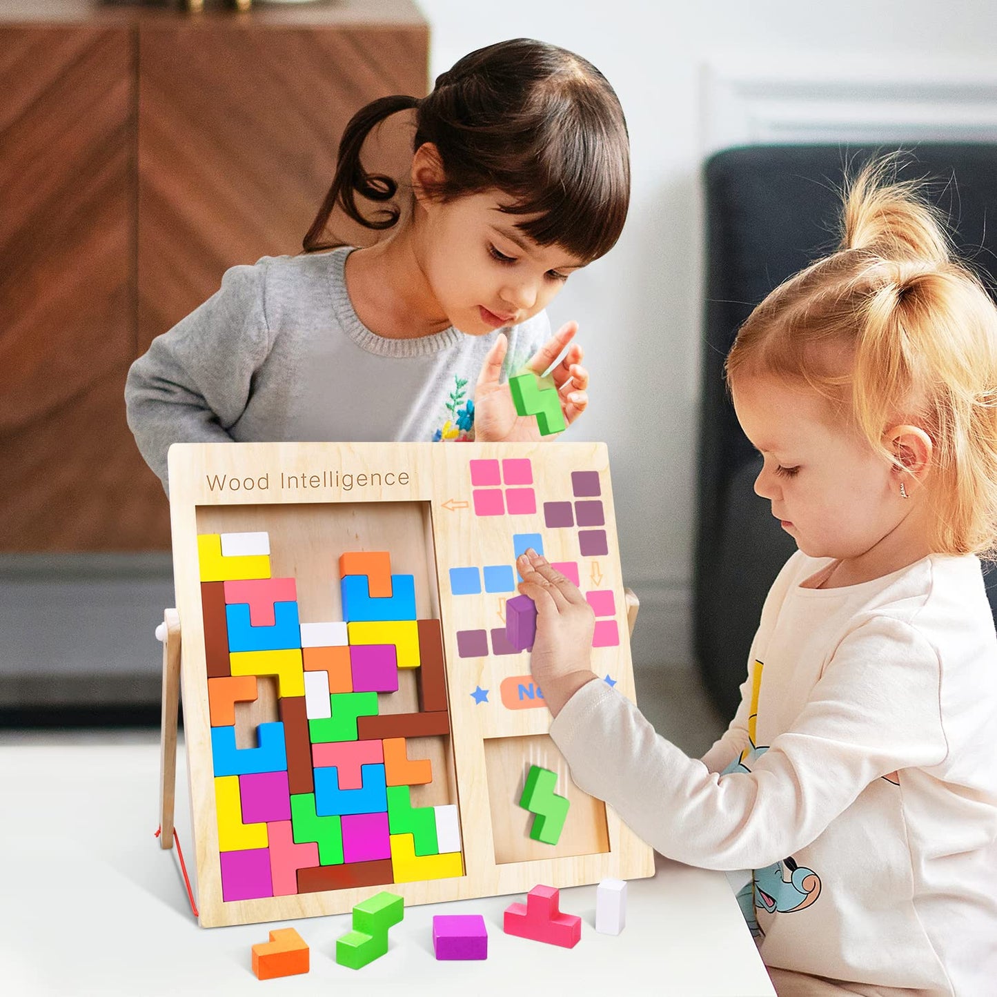 FFTROC Wooden Puzzles for Kids Aged 4-8 | 3D Russian Blocks, Tangram & Brain Teasers