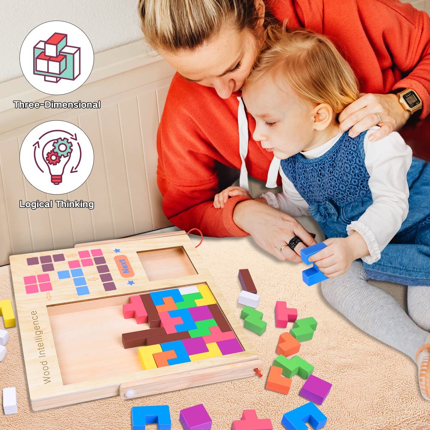 FFTROC Wooden Puzzles for Kids Aged 4-8 | 3D Russian Blocks, Tangram & Brain Teasers