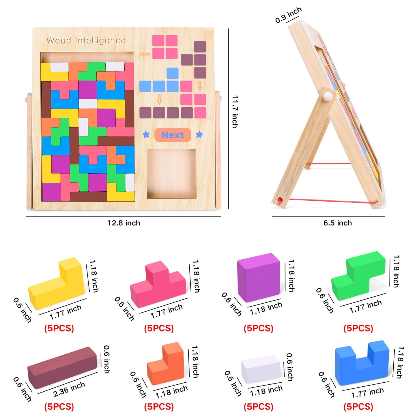 FFTROC Wooden Puzzles for Kids Aged 4-8 | 3D Russian Blocks, Tangram & Brain Teasers