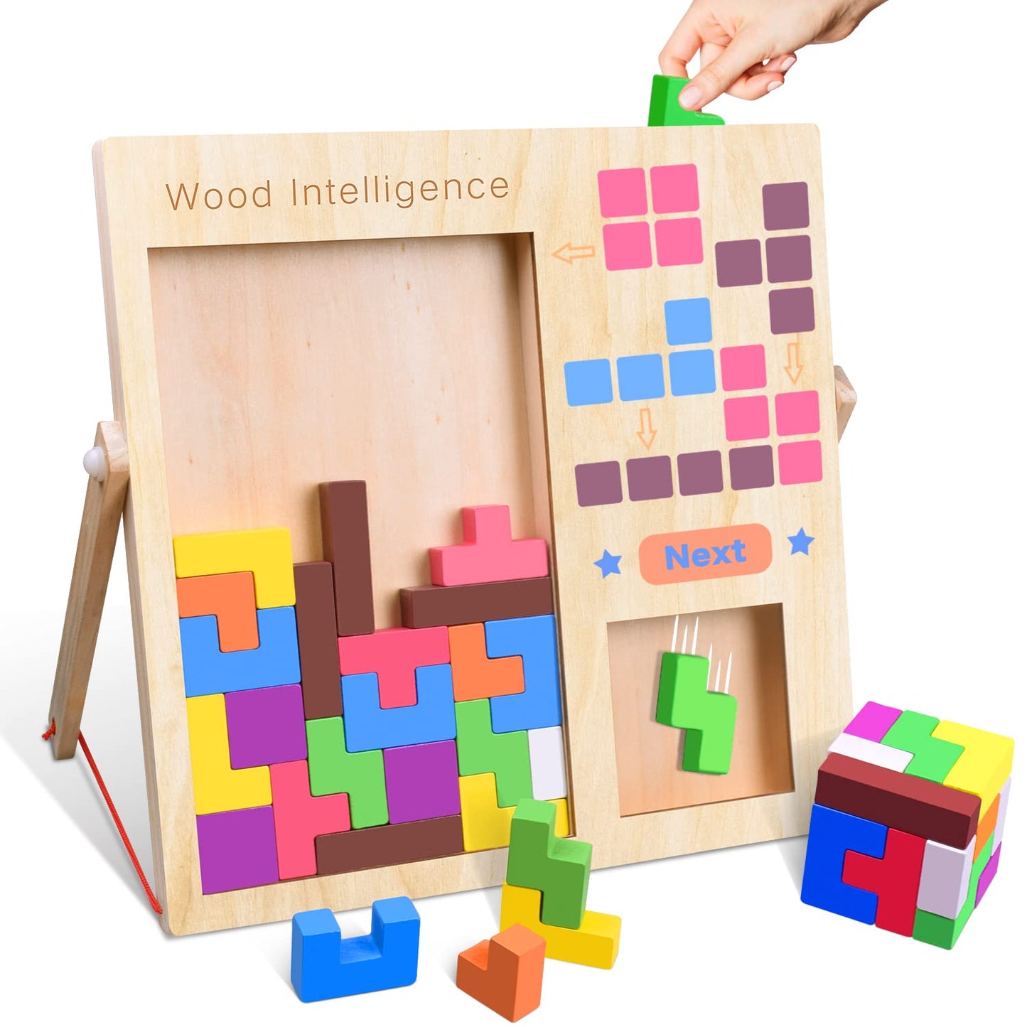 FFTROC Wooden Puzzles for Kids Aged 4-8 | 3D Russian Blocks, Tangram & Brain Teasers