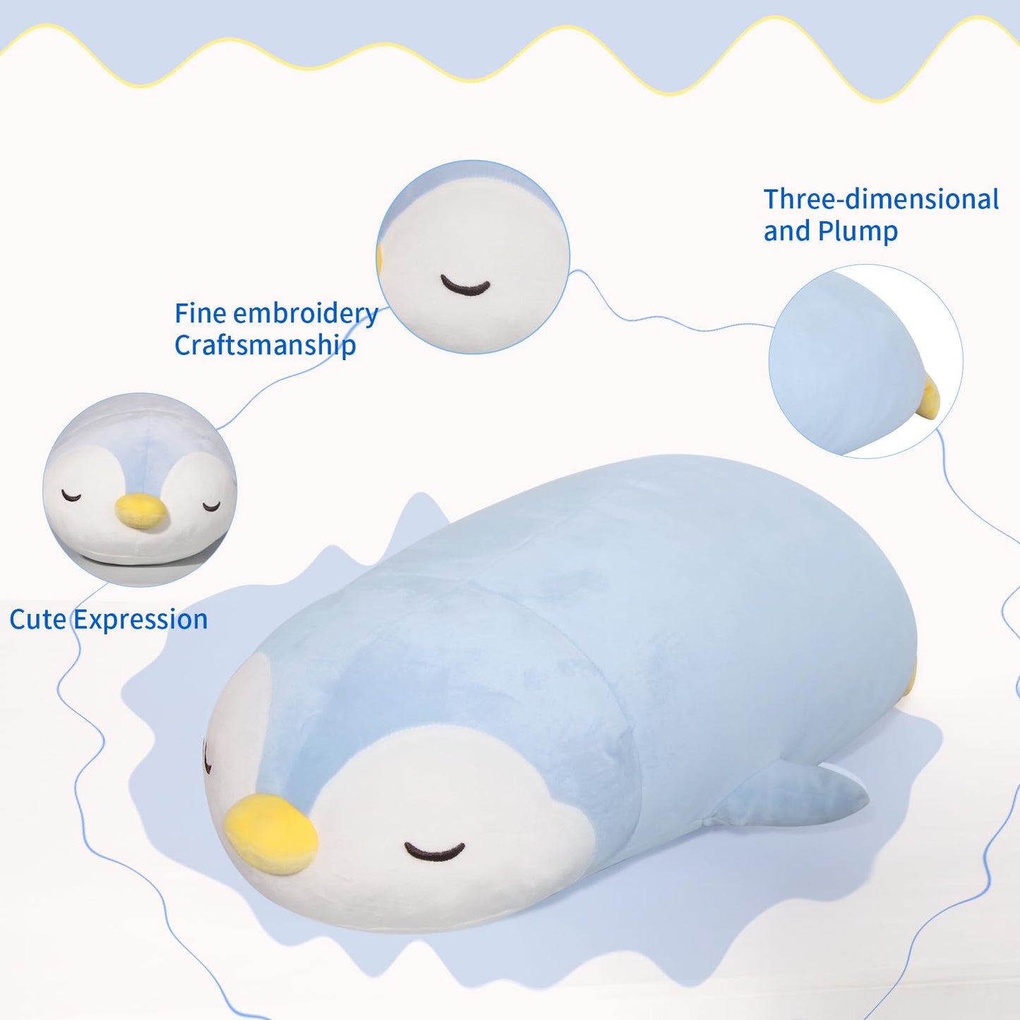 FFxiong 22-Inch Penguin Plush Pillow – Large Soft Body Toy for Kids