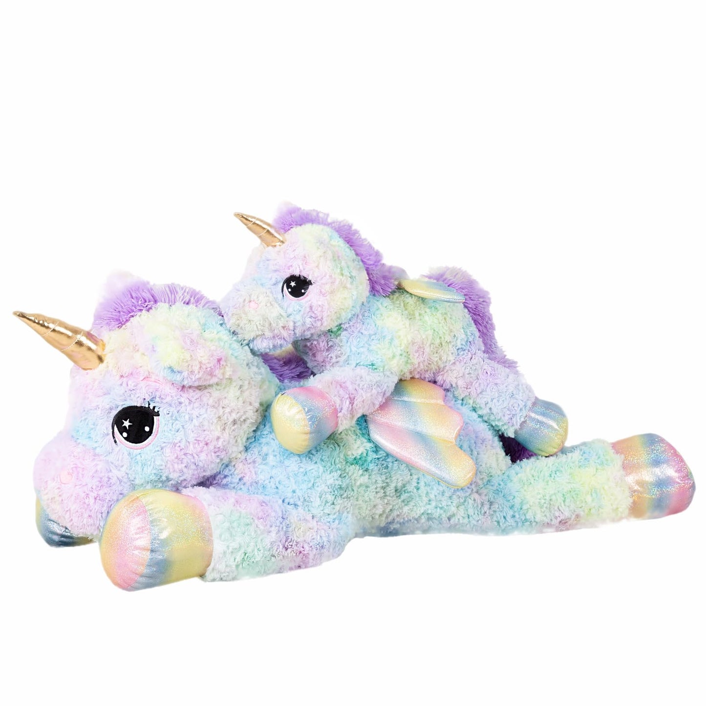 FFxiong 44 Inch Giant Rainbow Unicorn Plush with Wings – Large Soft Unicorn Toy for Kids, Room Decor, Gift