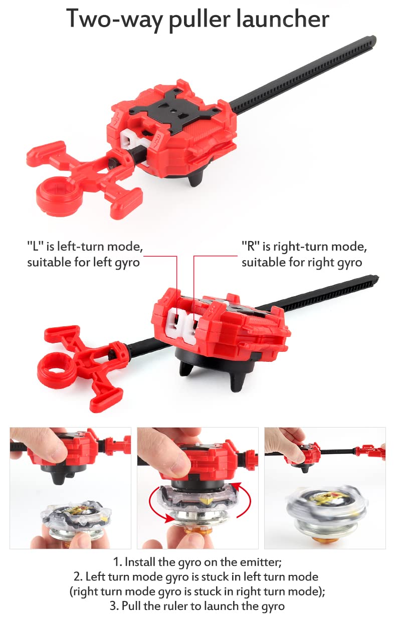FGFXL Battling Top Set — 10 Spinning Tops, 2 Launchers, Portable Storage Box