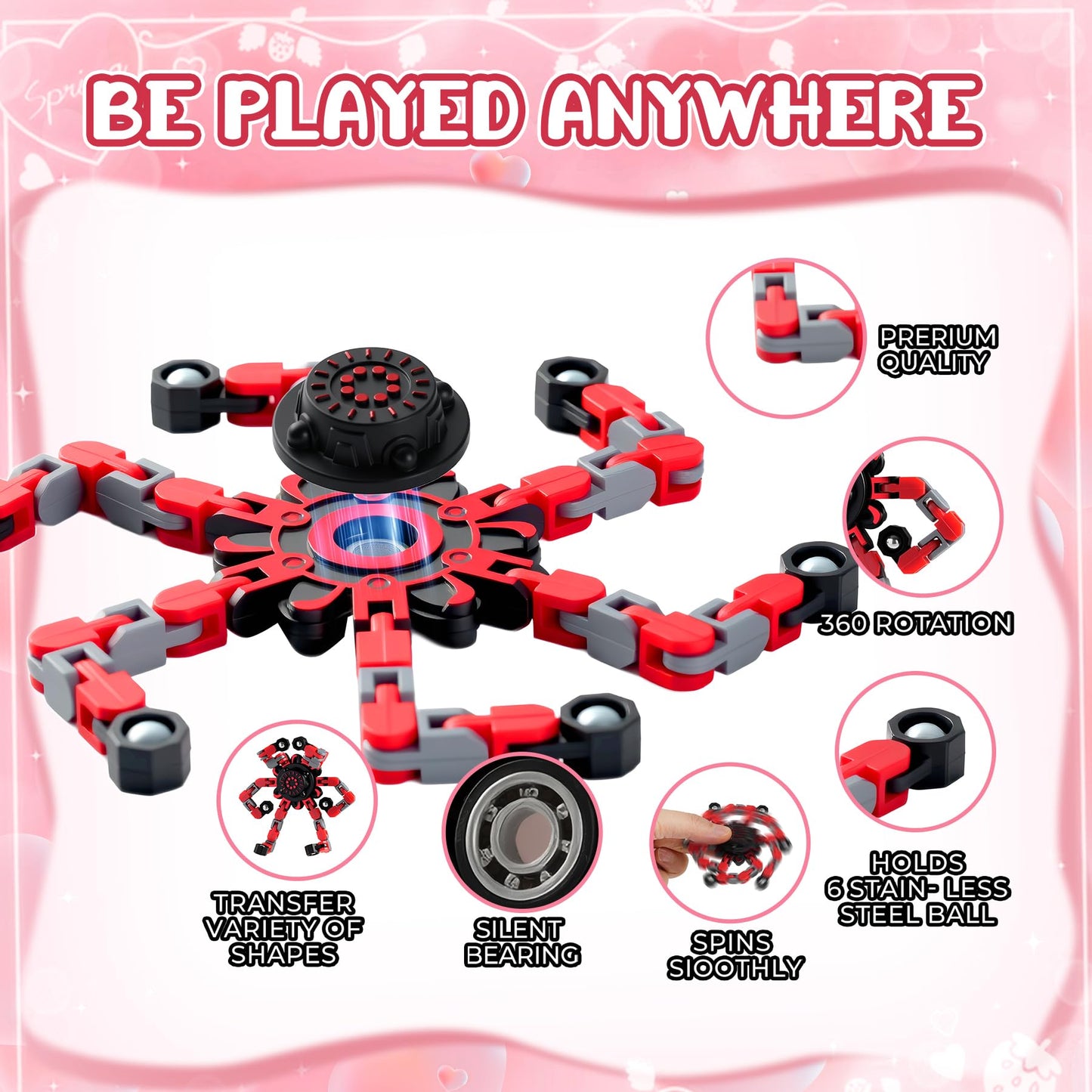 FGYLYOX 24-Pack Valentines Day Cards with Transformable Robot Fidget Spinners