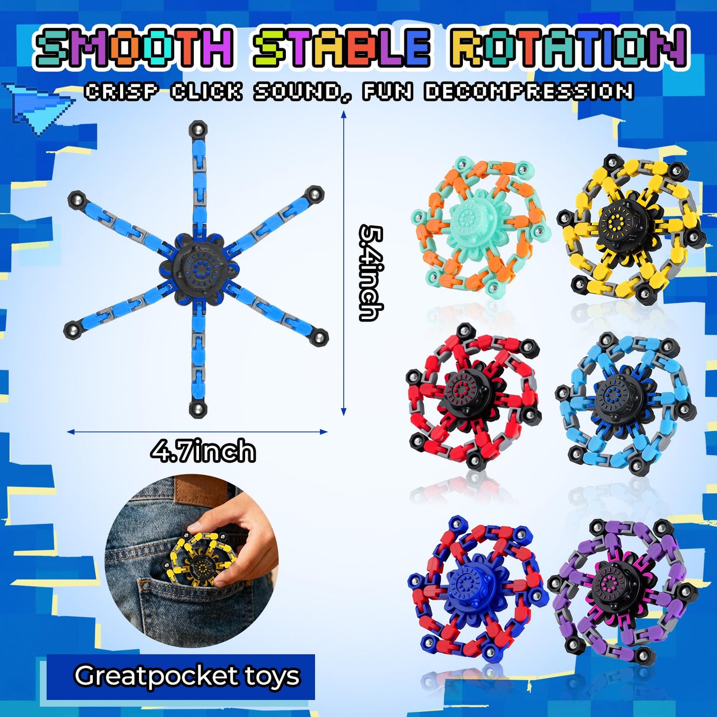 FGYLYOX 24Pcs Transformable Fidget Spinners – Robot Shape, Valentine’s Gifts for Kids 8–12
