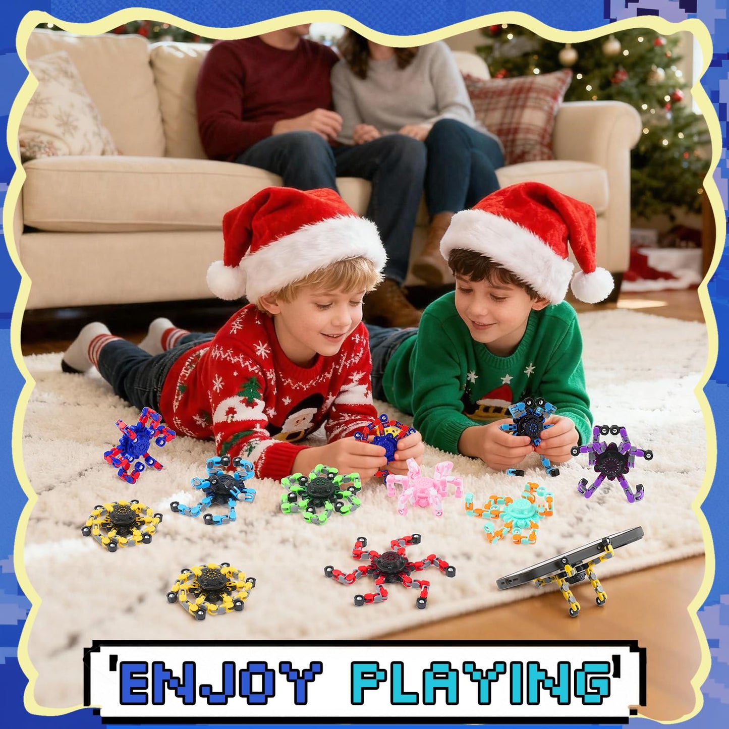 FGYLYOX 24Pcs Transformable Fidget Spinners – Robot Shape, Valentine’s Gifts for Kids 8–12