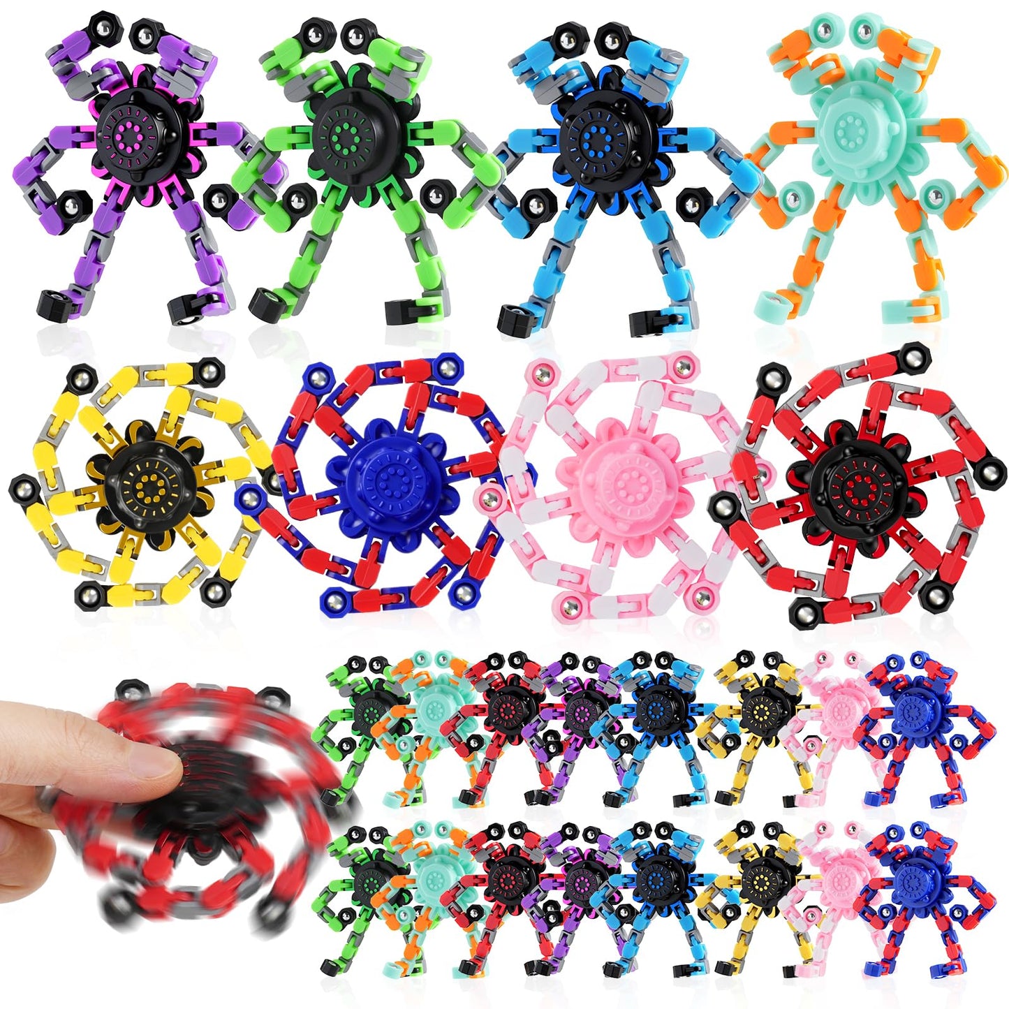 FGYLYOX 24Pcs Transformable Fidget Spinners – Robot Shape, Valentine’s Gifts for Kids 8–12