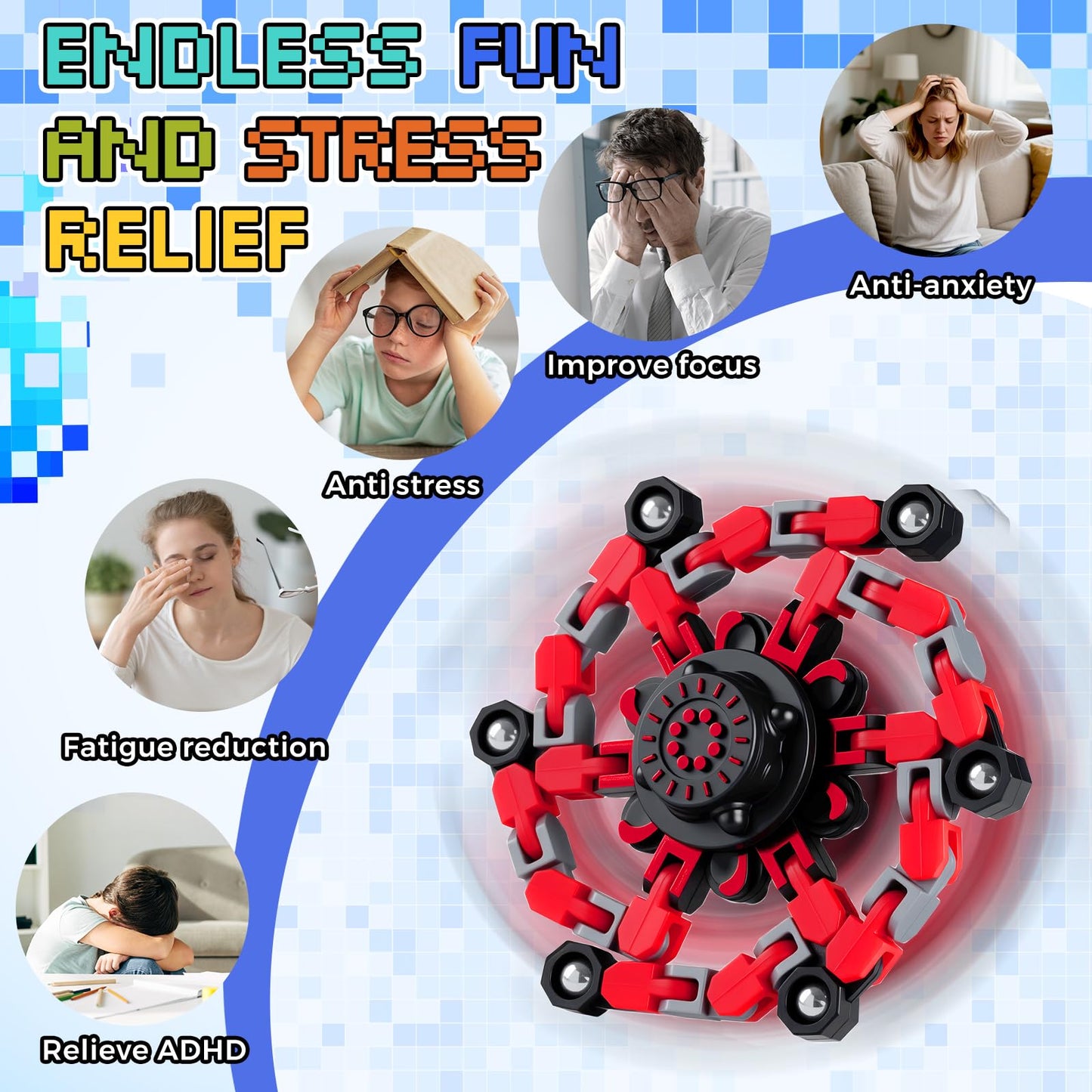 FGYLYOX 24Pcs Transformable Fidget Spinners – Robot Shape, Valentine’s Gifts for Kids 8–12