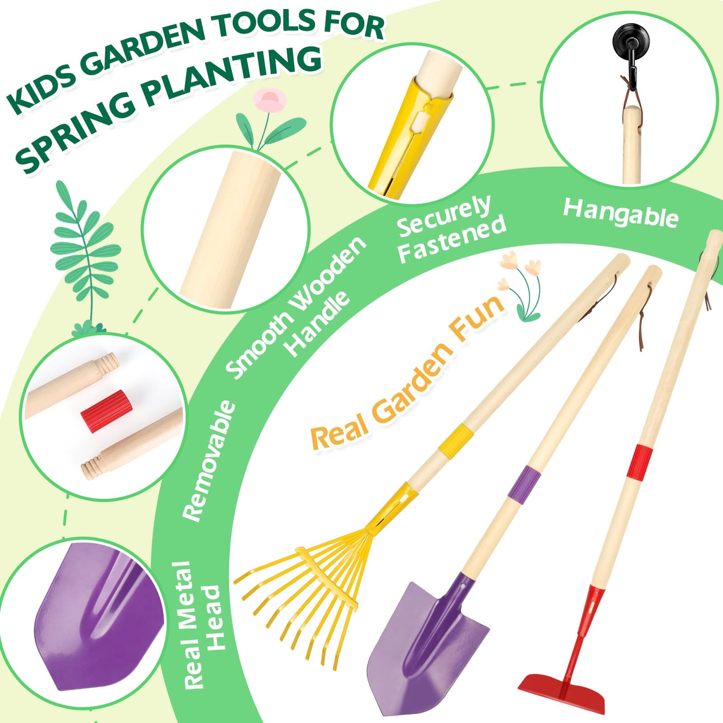 FHOZGECY Kids Gardening Set with Wheelbarrow & Tools | Outdoor Learning Toy (Ages 3-8)