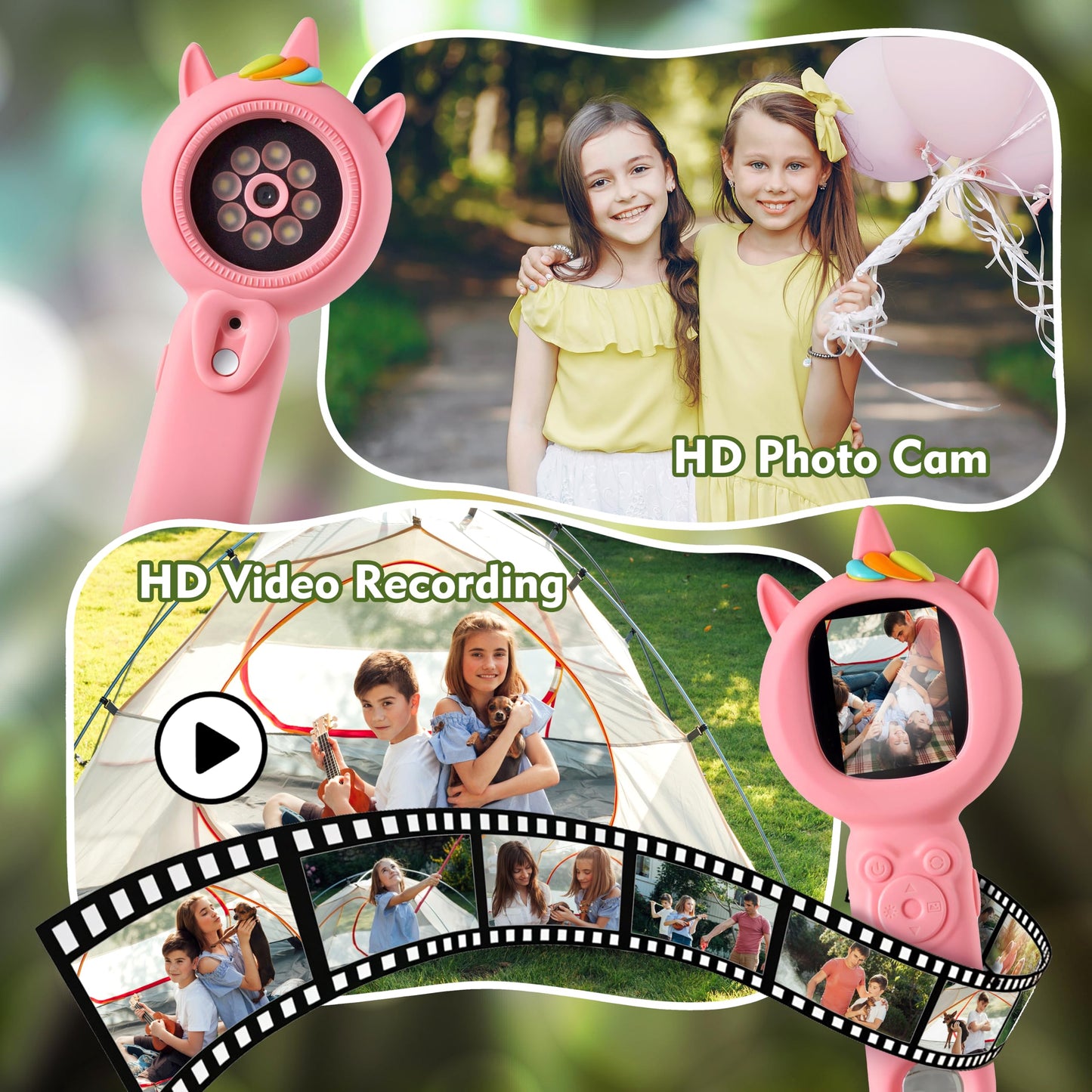 FHskFH Kids Microscope Pink – 500x Magnification, 16x Zoom, HD Cam
