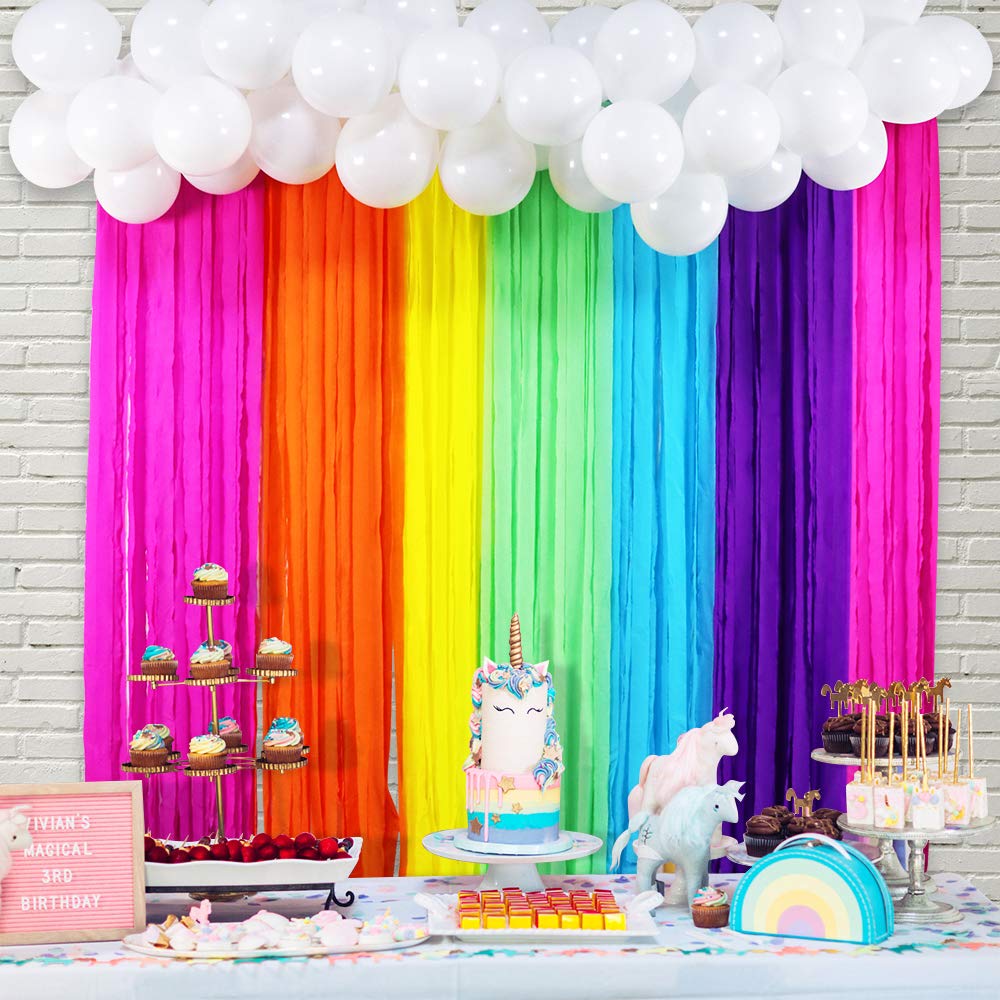 FHzytg Rainbow Party Backdrop with Balloon Garland - Colorful Photo Booth Kit