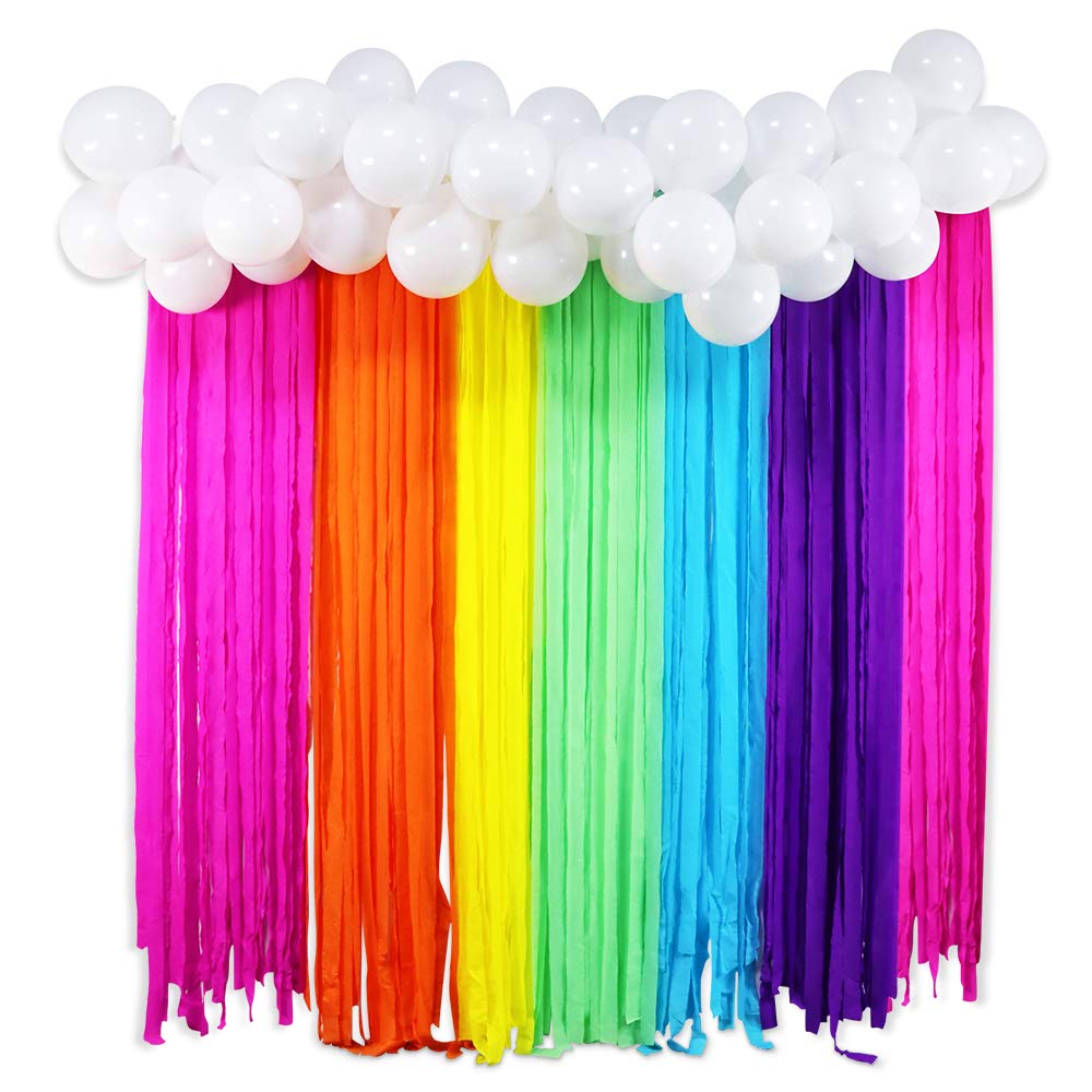 FHzytg Rainbow Party Backdrop with Balloon Garland - Colorful Photo Booth Kit